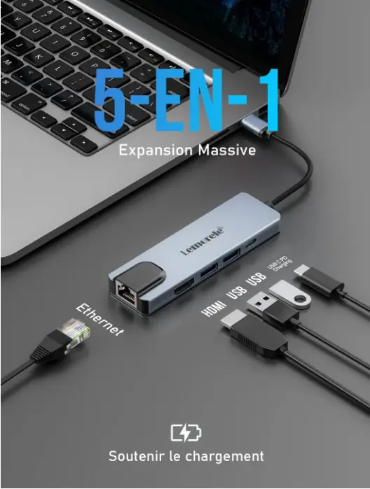 confronta adattatore multiplo USB C 5 in 1 con HDMI 4K